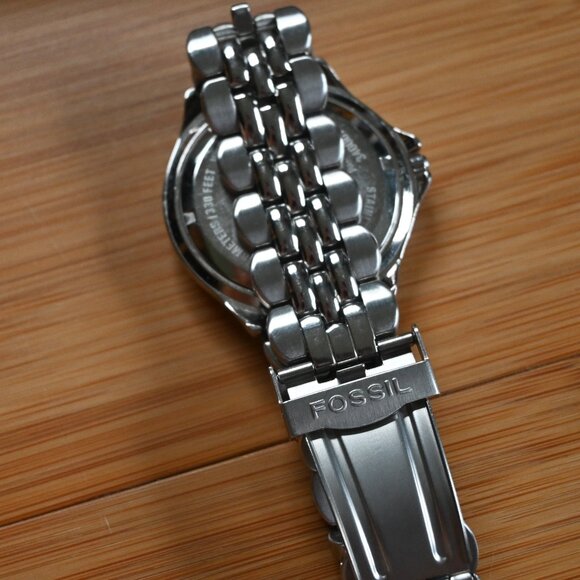 VTG 1998 Men's Fossil "Blue" Water Resistant Stainless Steel Watch - Picture 11 of 16